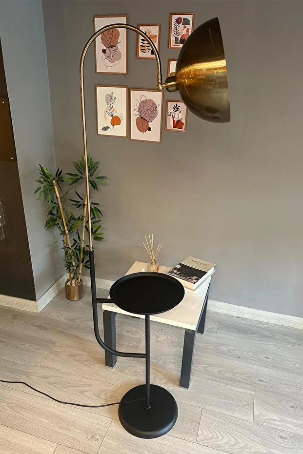 Eskitme-Siyah Lambader Hareketli Başlık Sehpalı Modern Dekoratif Metal Oturma Odası Çalışma Odası